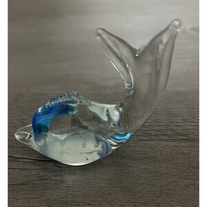 Hand Blown Glass Dolphin Figurine 1.5”